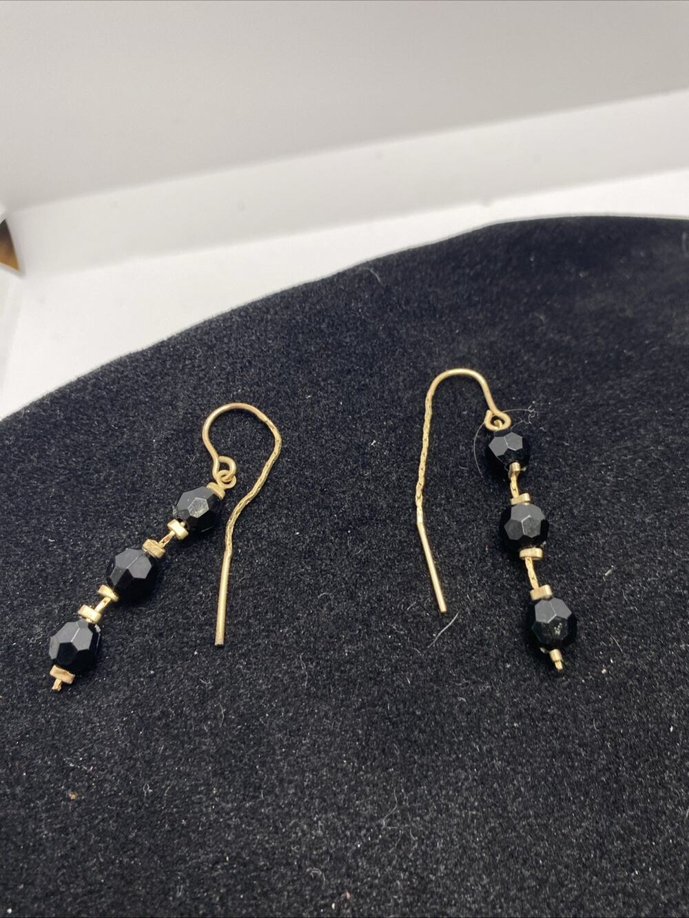 Womens Black Bead Gold Tone Earrings